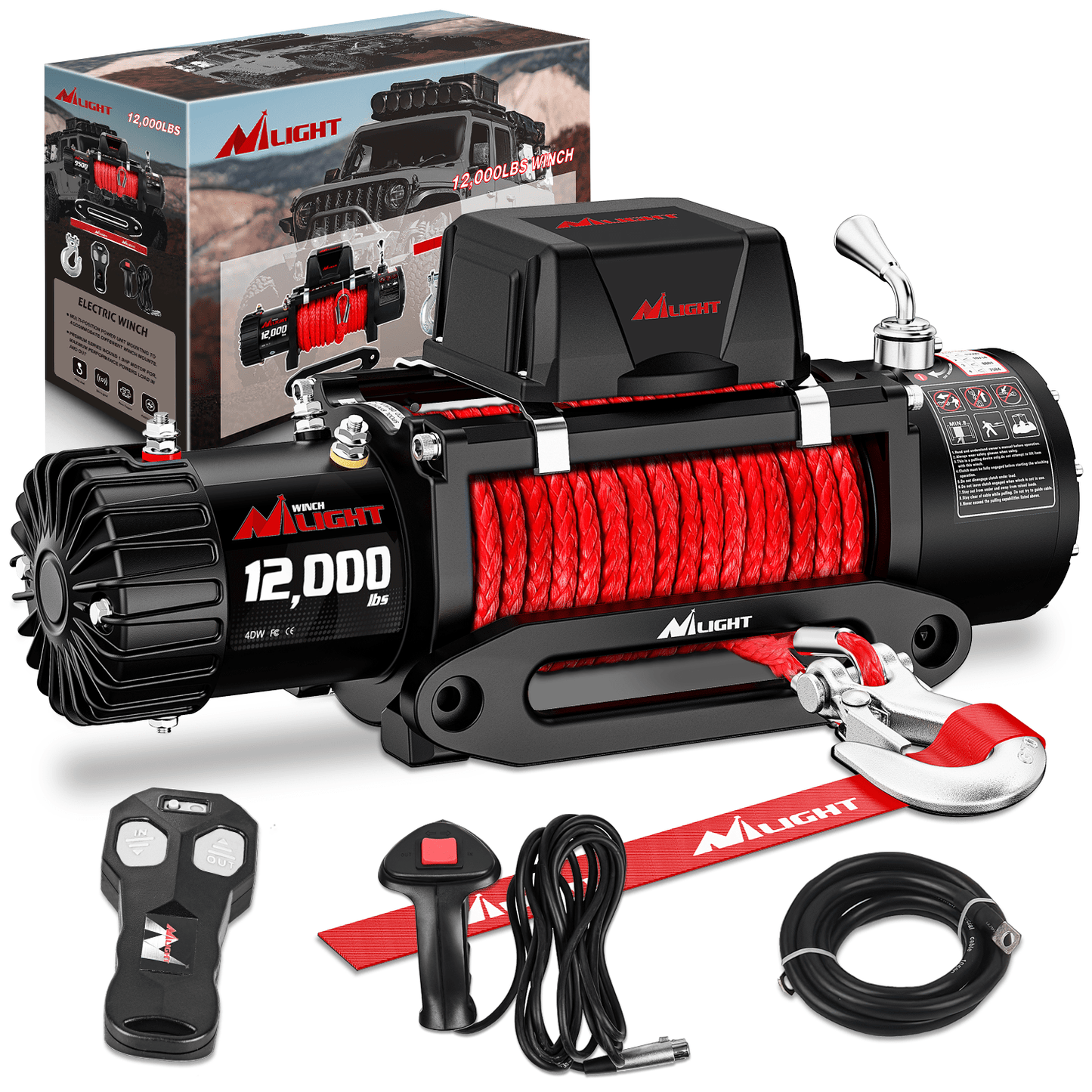 winch hook 12000 lb ATV/UTV Electric Winch Kit With Synthetic Winch Rope