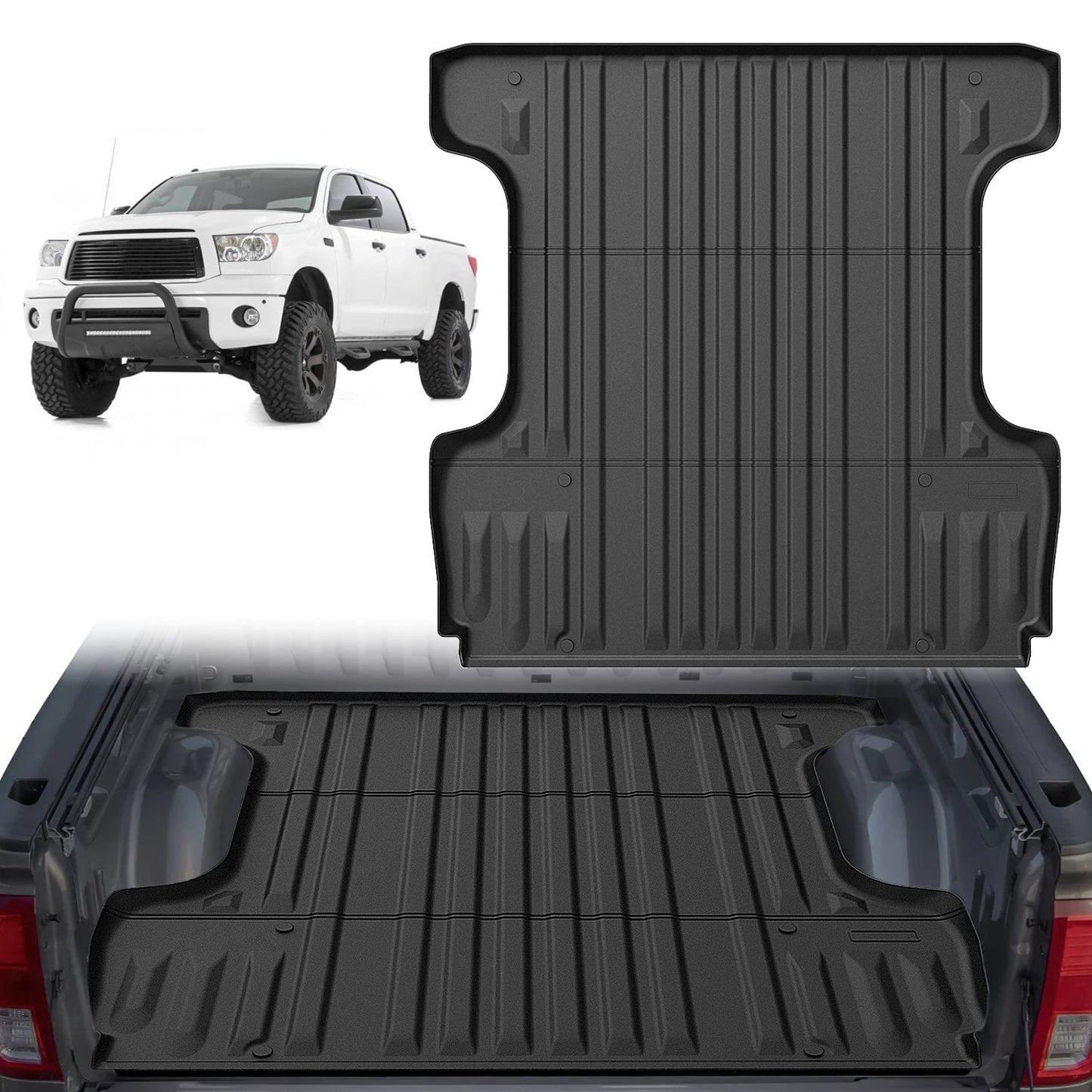 Truck Bed Mat 5.5ft Rubber Short Trunk Bed For 2007-2021 Toyota Tundra, TPE Heavy-Duty Pick-up Bed Liner for Toyota Tundra Accessories, Anti-Slip Texture, All Weather Protection