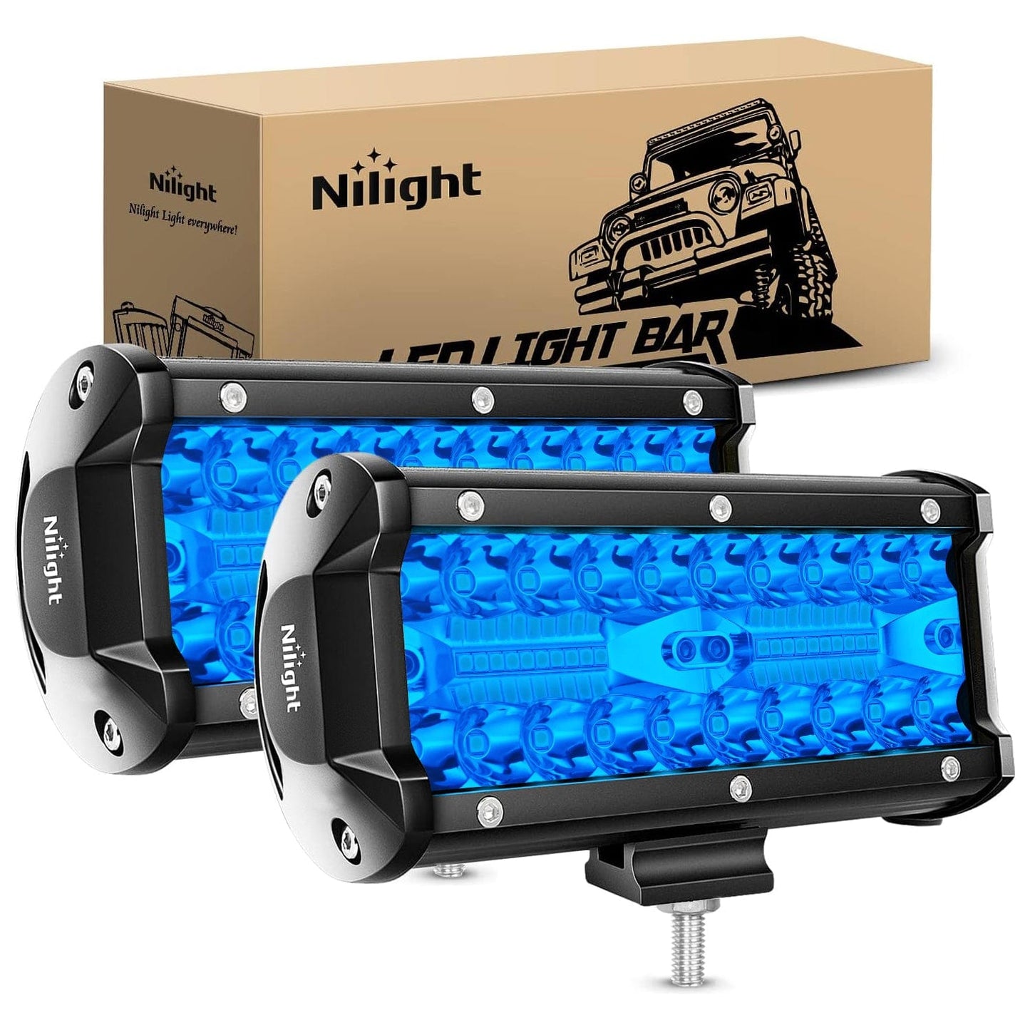 LED Light Bar 6.5 Inch 120W Triple Row Spot Blue Led Pods (Pair)