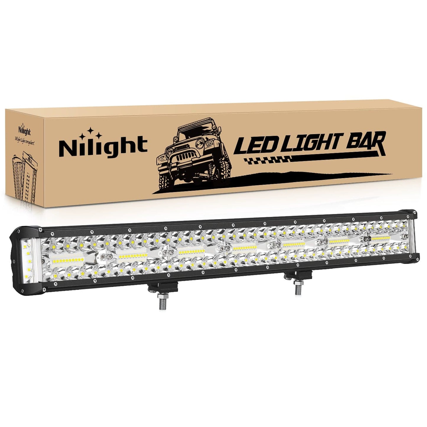 Side Shooter Light Bar 20 Inch Triple Row Spot Flood Combo Work Off-Road Lighting on Truck SUV ATV UTV Light Bars - Top Tuning Boost