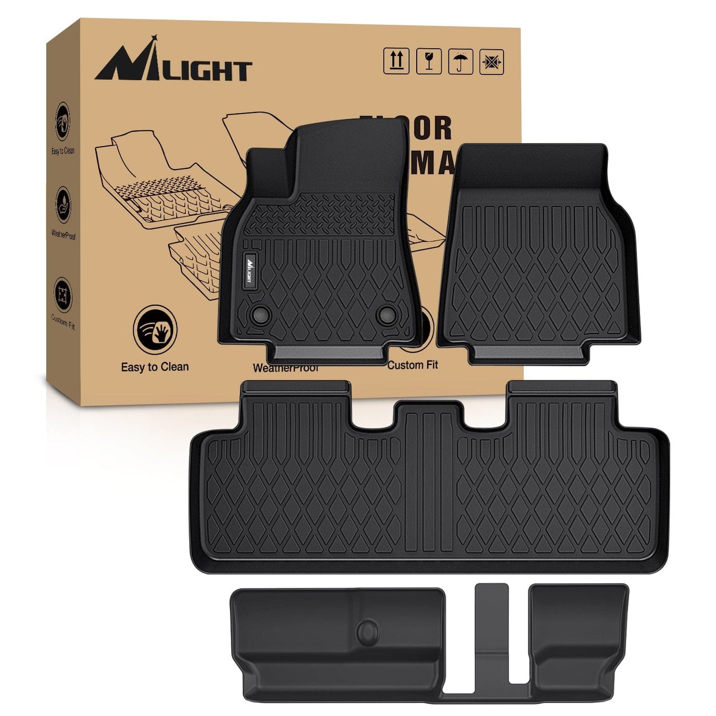 Floor Mat 2020 2021 2022 2023 2024 2025 Tesla Model Y 7 Seats TPE Floor Mats