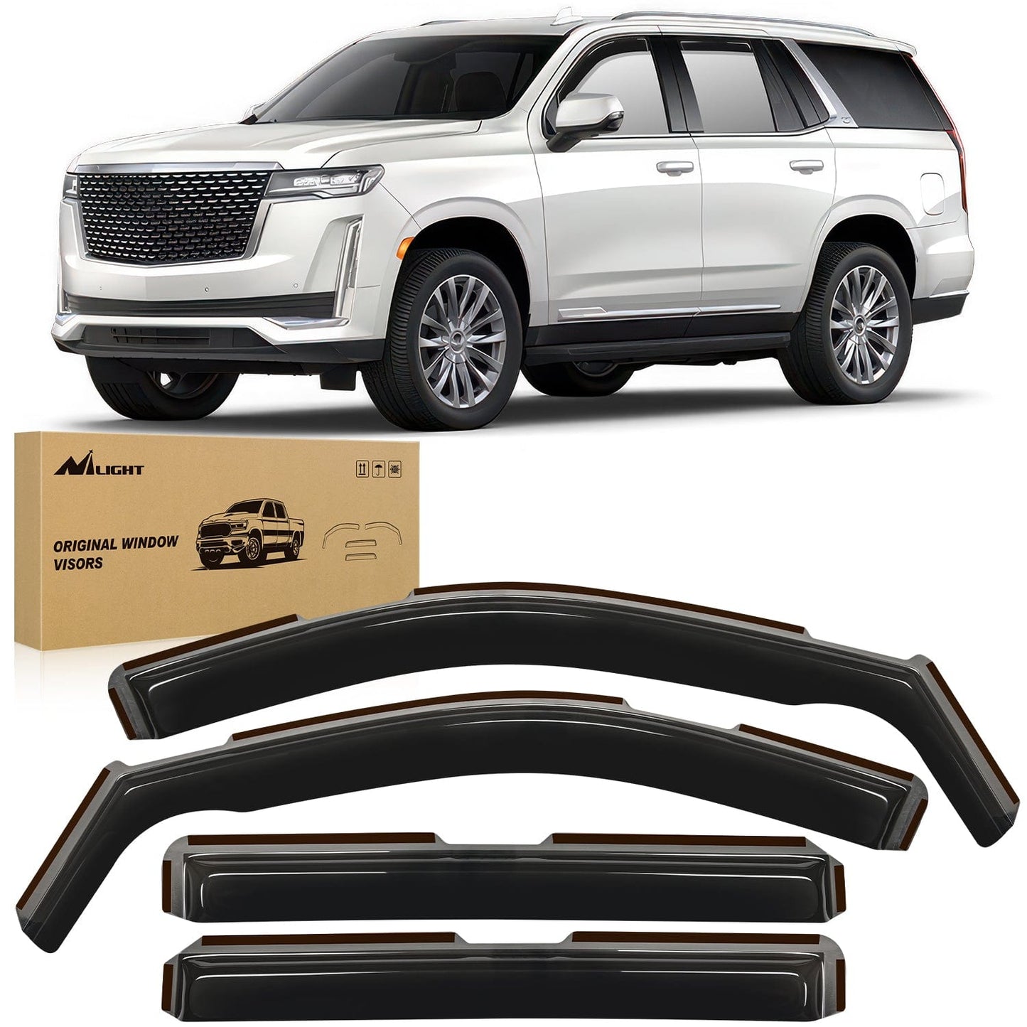 Rain Guards Rain Guards for Chevy Tahoe/GMC Yukon/Cadillac Escalade 2021 2022 2023 2024 Original Window Deflectors, Vent Window Visors-4PCS