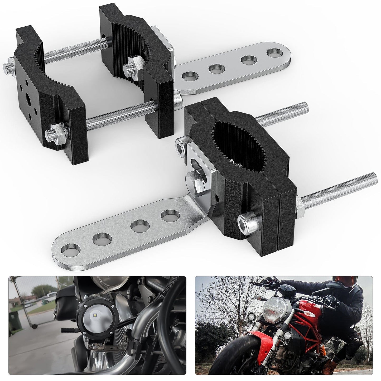 Mounting Accessories 2Pcs Motorcycle Tube Clamp Mounting Brackets 0.7 to 2Inch Round Tube