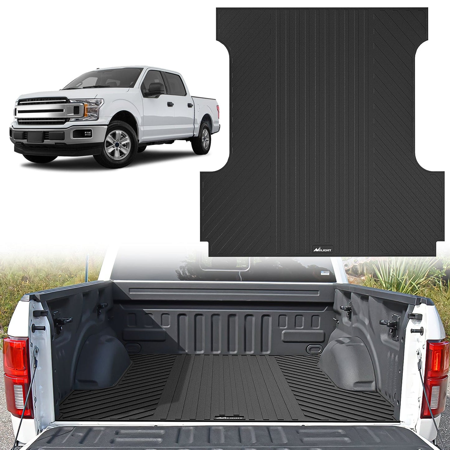Truck Bed Mat 5.5ft Rubber Short Bed For 2015 2016 2017 2018 2019 2020 2021 2022 Ford F150 SuperCrew Cab