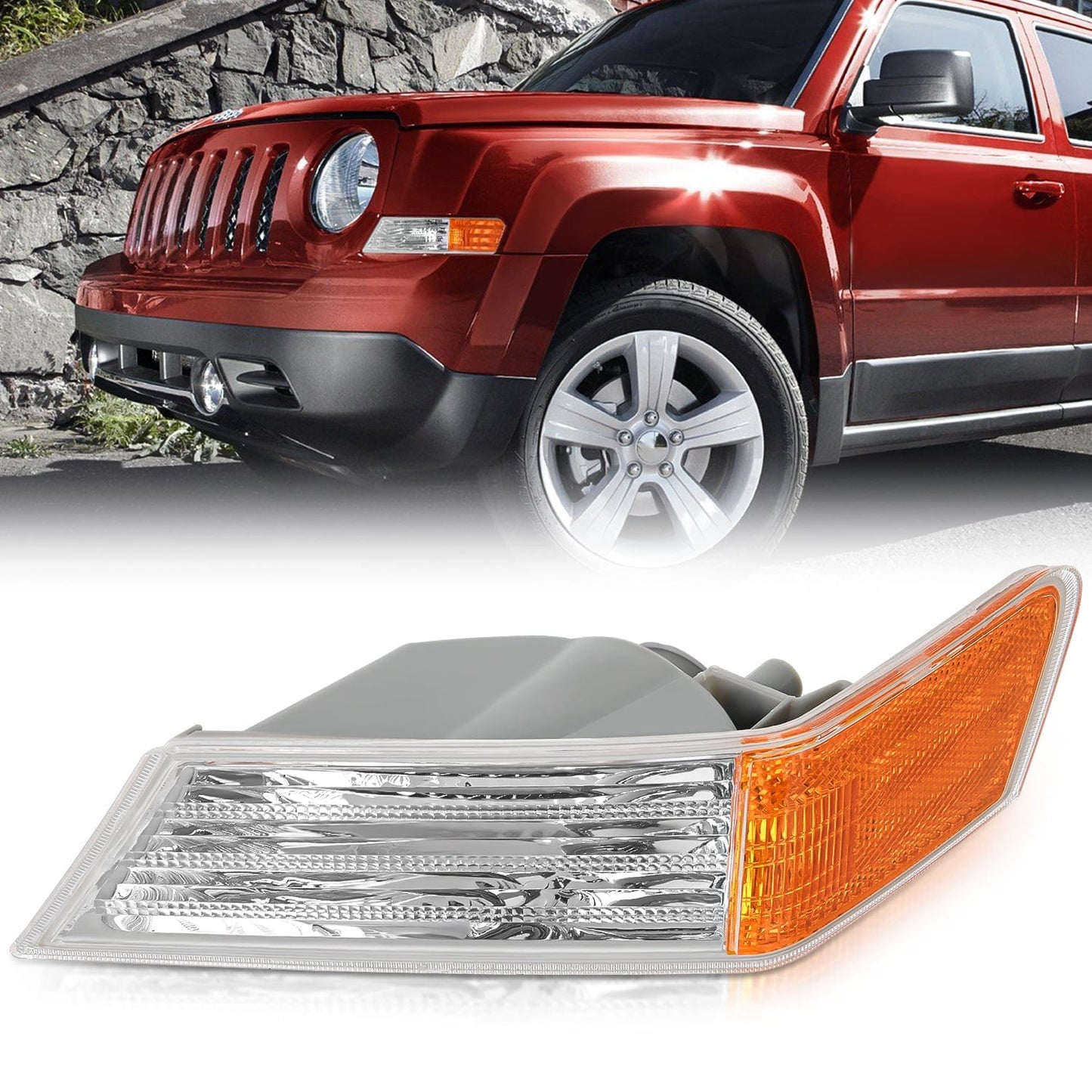 2007-2017 Jeep Patriot Front Turn Signals Light Clear Amber Driver Side Headlights - Top Tuning Boost