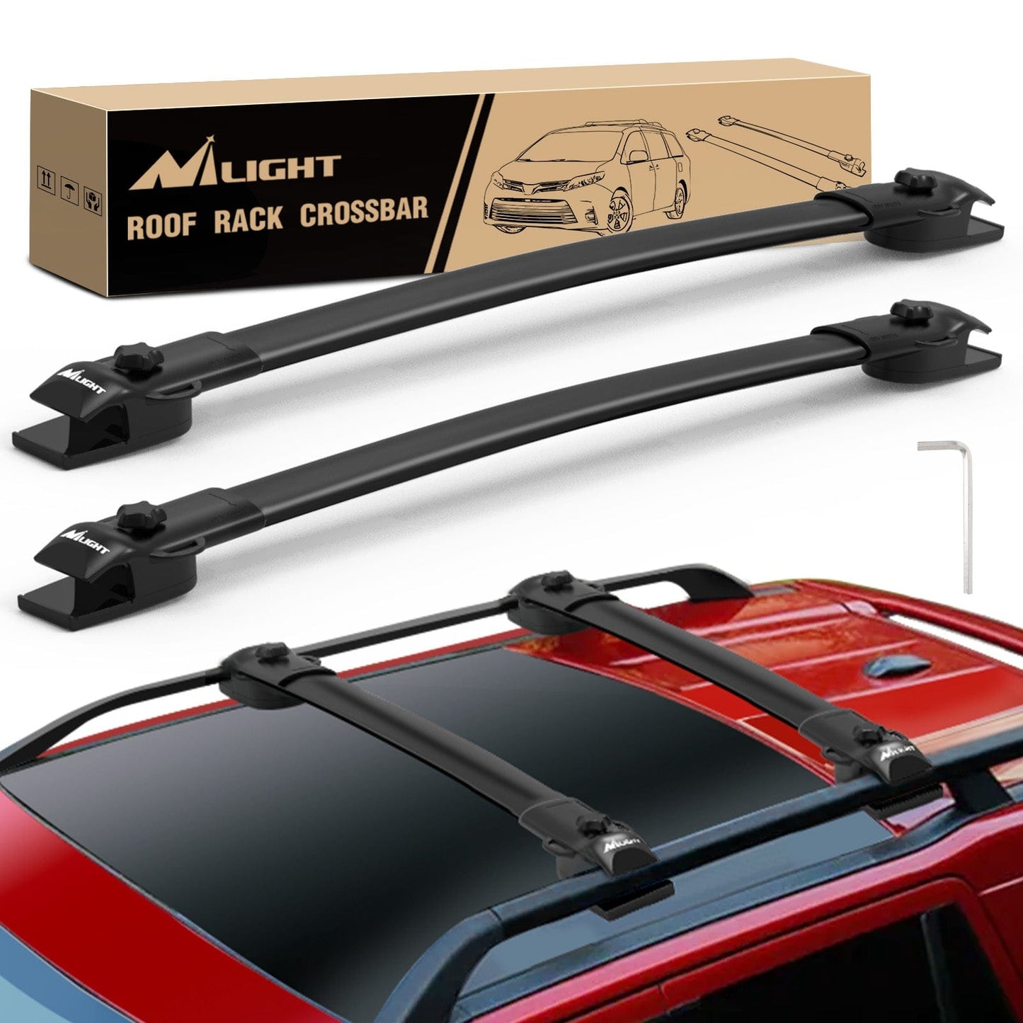Roof Rack Roof Rack Cross Bars Fit for Toyota Sienna 2011 2012 2013 2014 2015 2016 2017 2018 2019 2020 with Side Rails