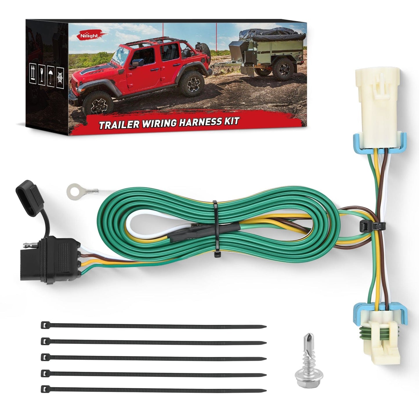 4 Pin Trailer Wiring Harness 55359 Vehicle Side Custom for 1998 1999 2000 2001 2002 2003 2004 Chevrolet S10 GMC Sonoma Isuzu Hombre Trailer Light Harness Tow Hitch Wiring Headlights - Top Tuning Boost