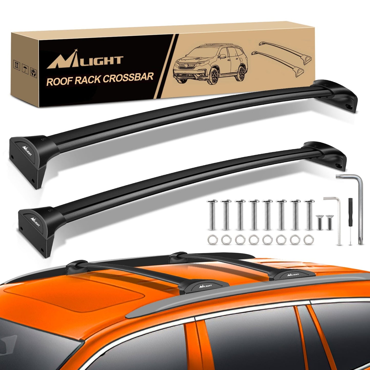 Roof Rack Aluminum Roof Rack Cross Bars Fit for Honda Pilot 2016 2017 2018 2019 2020 2021 2022 LX EX EX-L with Flush Rails Fixed Point