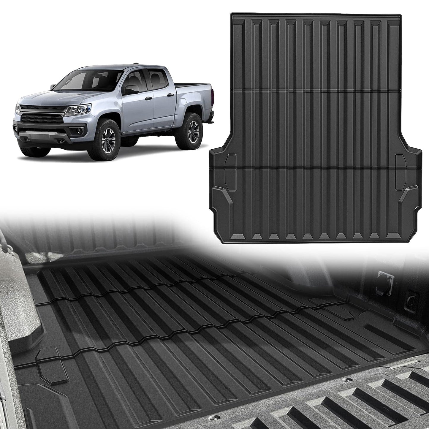 Truck Bed Mat 5ft Rubber Short Bed For 2015 2016 2017 2018 2019 2020 2021 2022 Chevy Colorado/GMC Canyon
