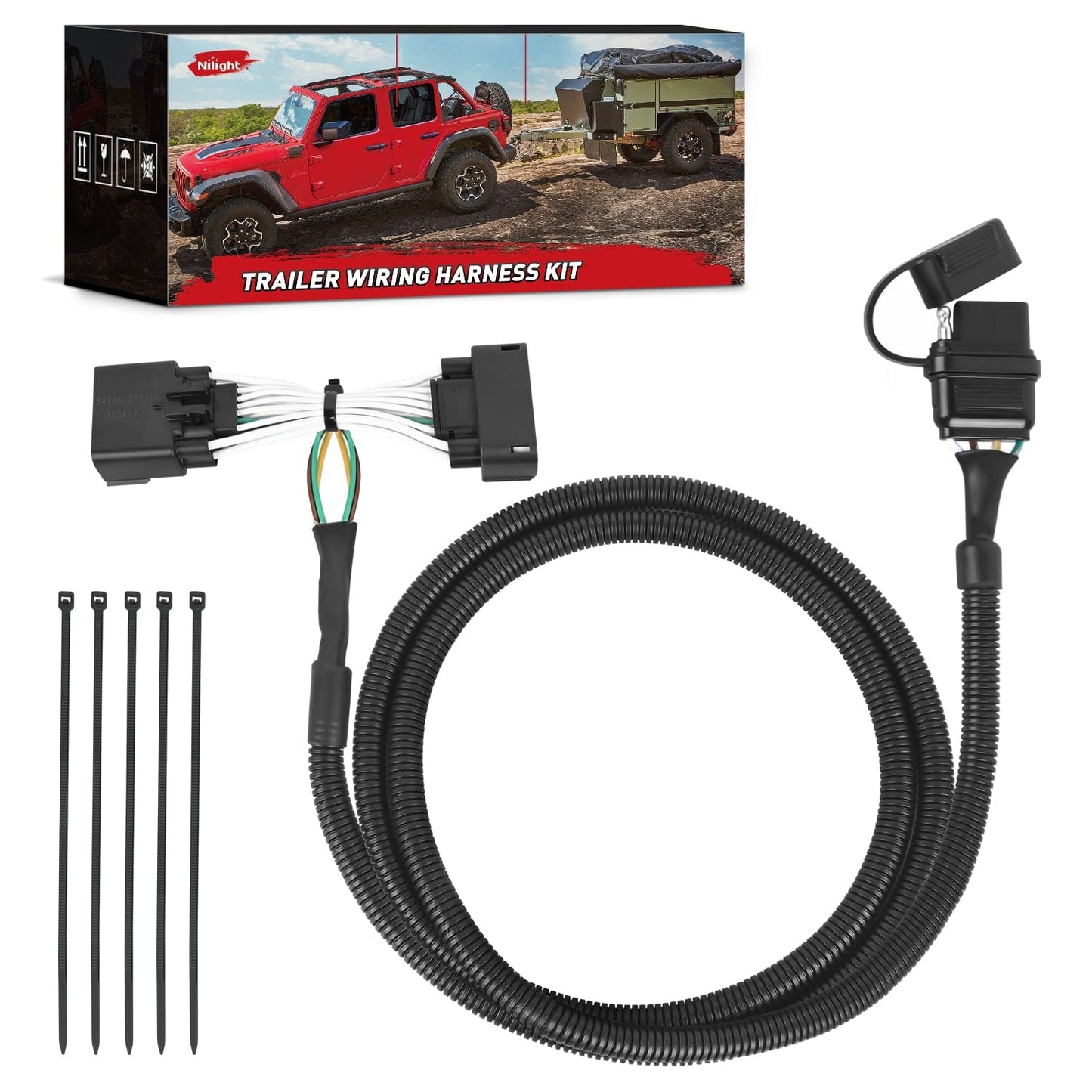 Wiring Harness Kit 4 Pin Trailer Wiring Harness Kit 56172 Vehicle Side Custom for 2011 2012 2013 2014 2015 2016 2017 2018 2019 Ford Explorer