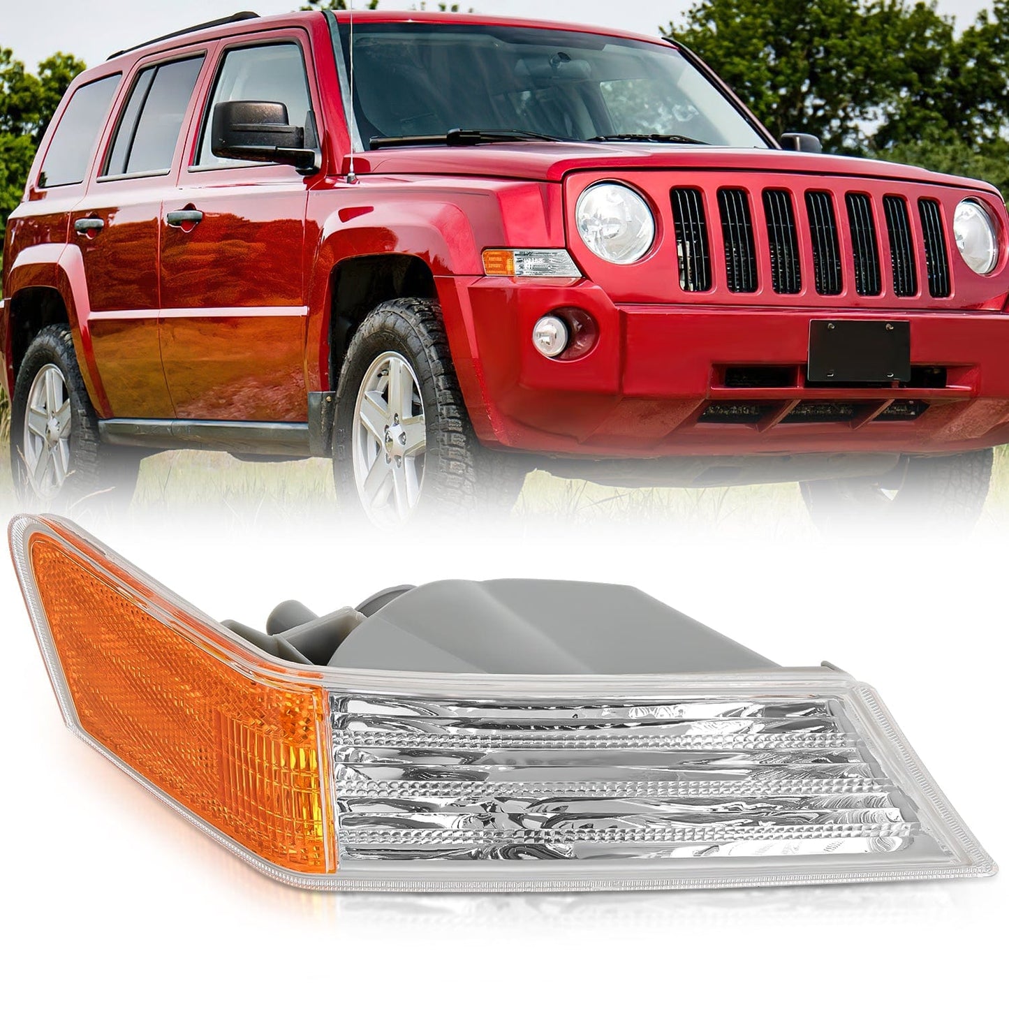 2007-2017 Jeep Patriot Front Turn Signals Light Clear Amber Passenger Side Headlights - Top Tuning Boost