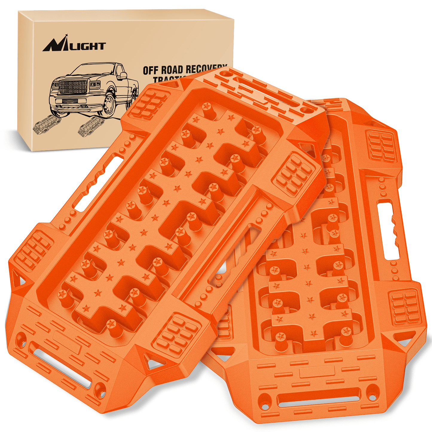 Traction Boards Off-Road Mini Short Recovery Traction Boards For 4WD 4X4 (2PCS Orange)