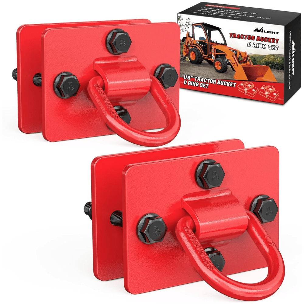Tractor Bucket 1/2 Inch D Ring Red (Pair) Nilight