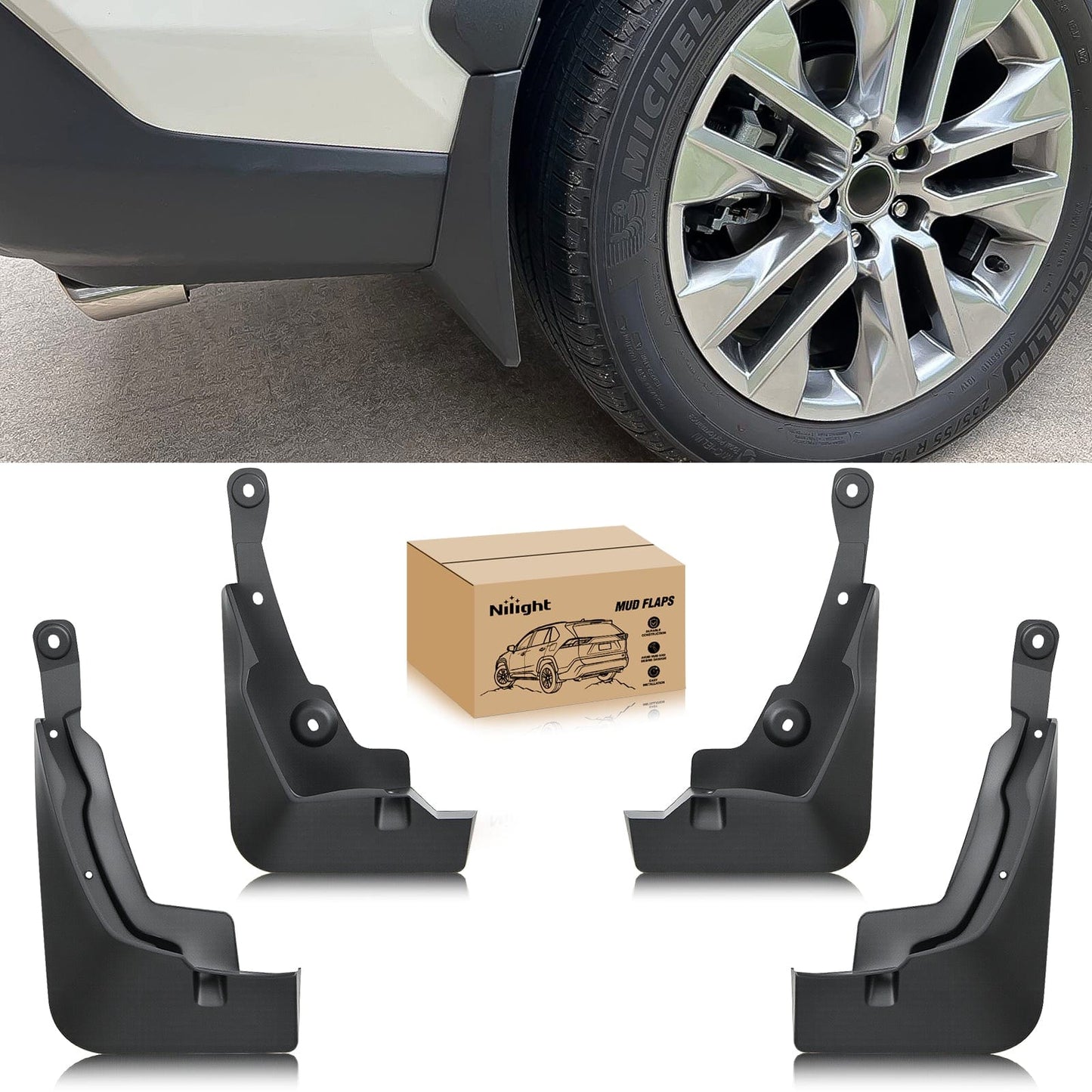Fender Front & Rear Set Mud Flaps for Toyota RAV4 2019 2020 2021 2022 2023 2024 2025
