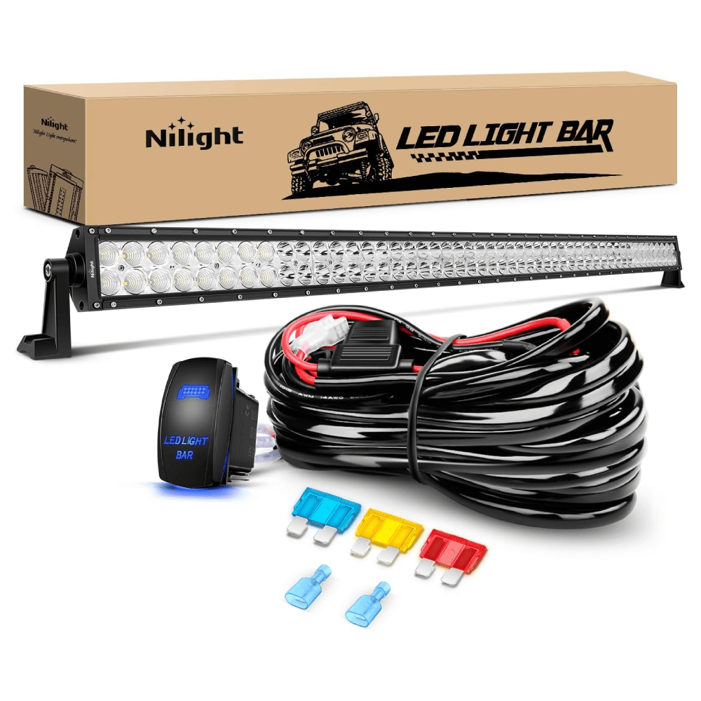 52 Inch 300W Double Row Spot Flood LED Light Bar | 14AWG Wire 5Pin Switch Light Bars - Top Tuning Boost