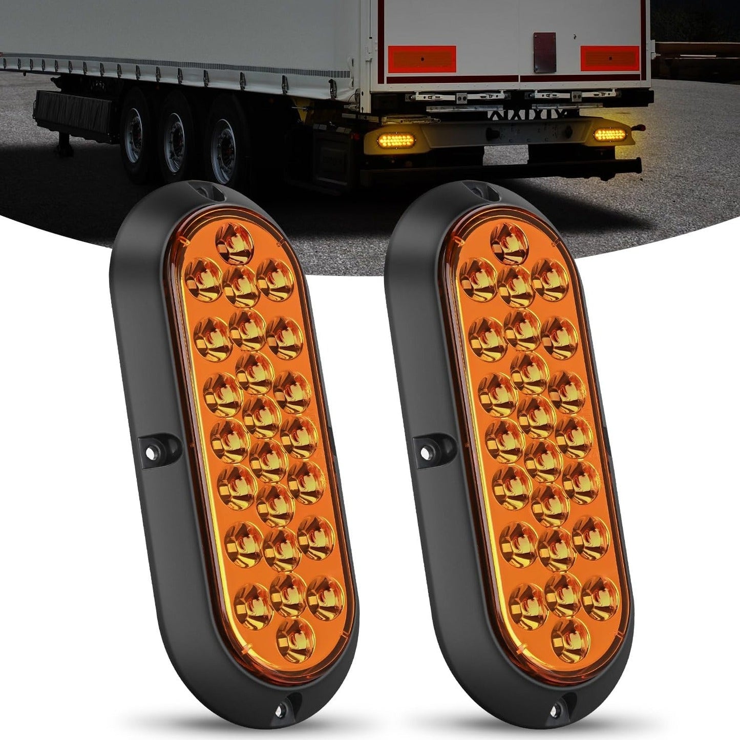 6 Inch Oval Amber 24Leds Trailer Tail Lights 2Pcs Tail Lights - Top Tuning Boost