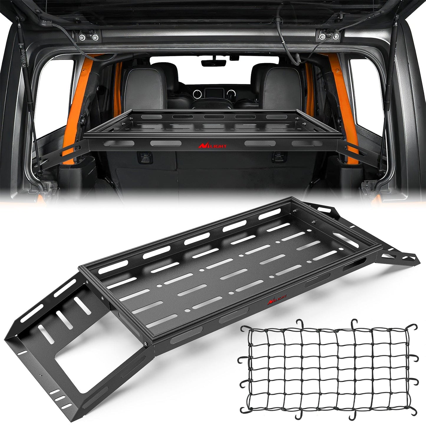 Accessories Interior Storage Rear Trunk Cargo Rack Basket Tray Interior Storage Luggage Carrier for 2007-2025 Wrangler JK JKU & JL JLU Unlimited 4-Door Hardtops