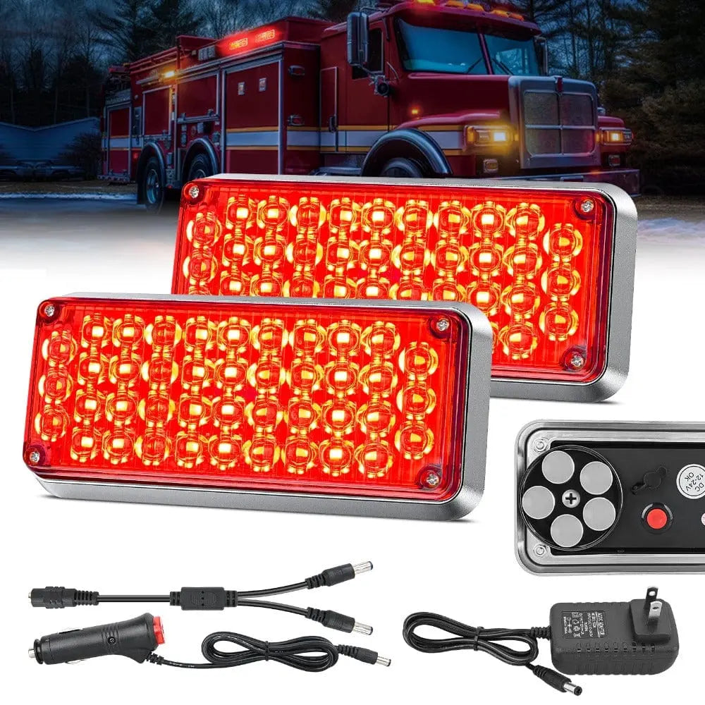 42LED Red Wireless Magnetic Strobe Lights Surface Mount Waterproof 5 Patterns (Pair) Headlights - Top Tuning Boost