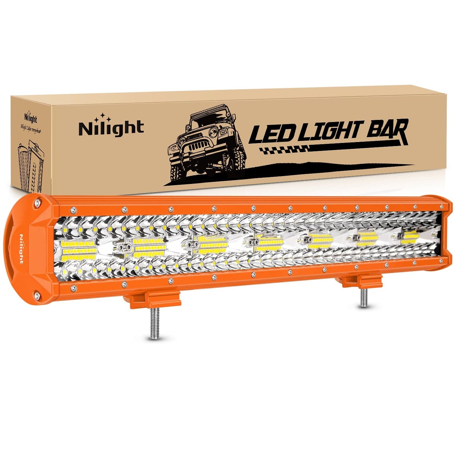 20 Inch 420W Spot Flood Combo Orange Case Led Light Bar Light Bars - Top Tuning Boost