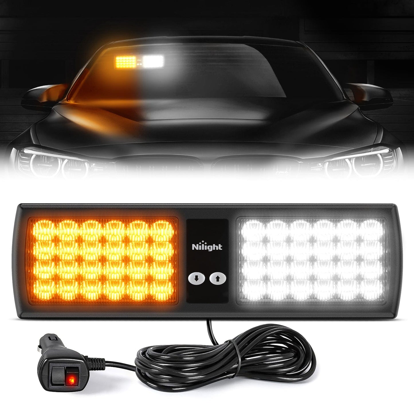 48 LED Amber White Emergency Warning Strobe Lights Headlights - Top Tuning Boost