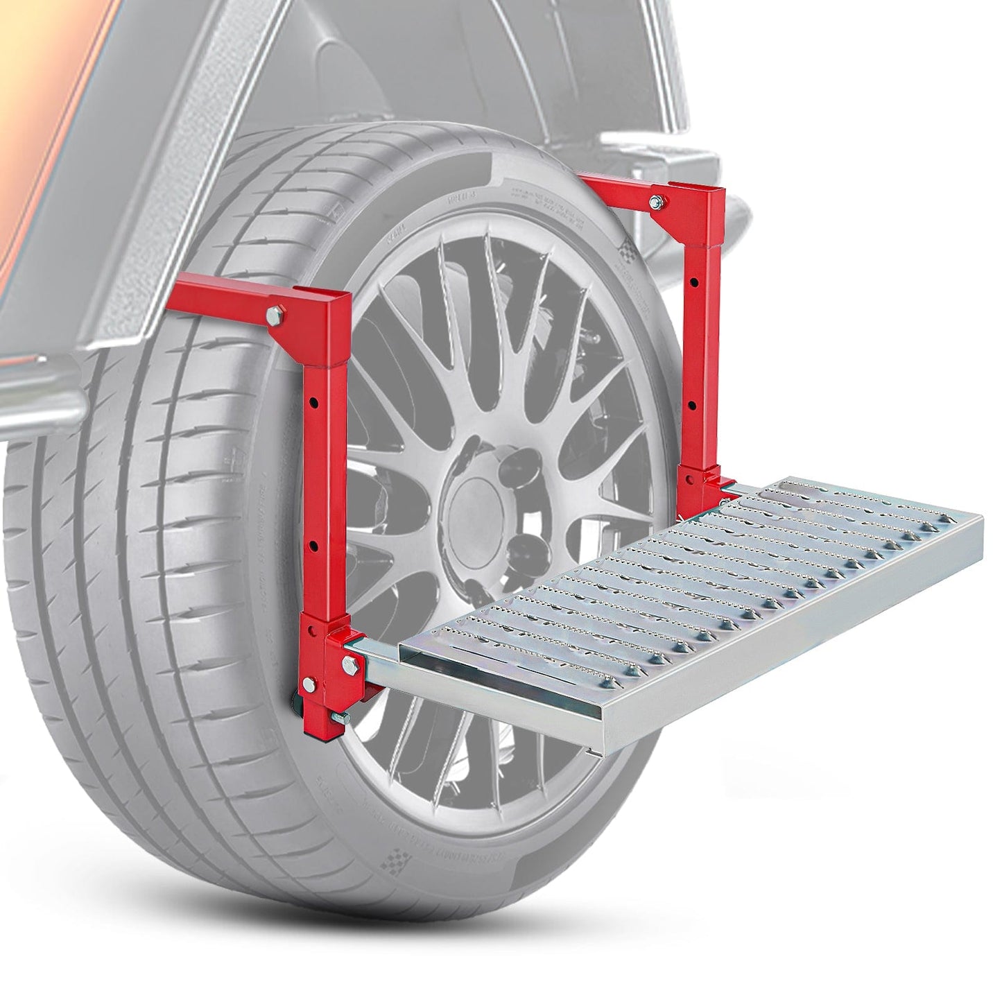 Running Board Folding Heavy Duty Red Tire Step To Fit tires from 10Inch to 15Inch Tire Width