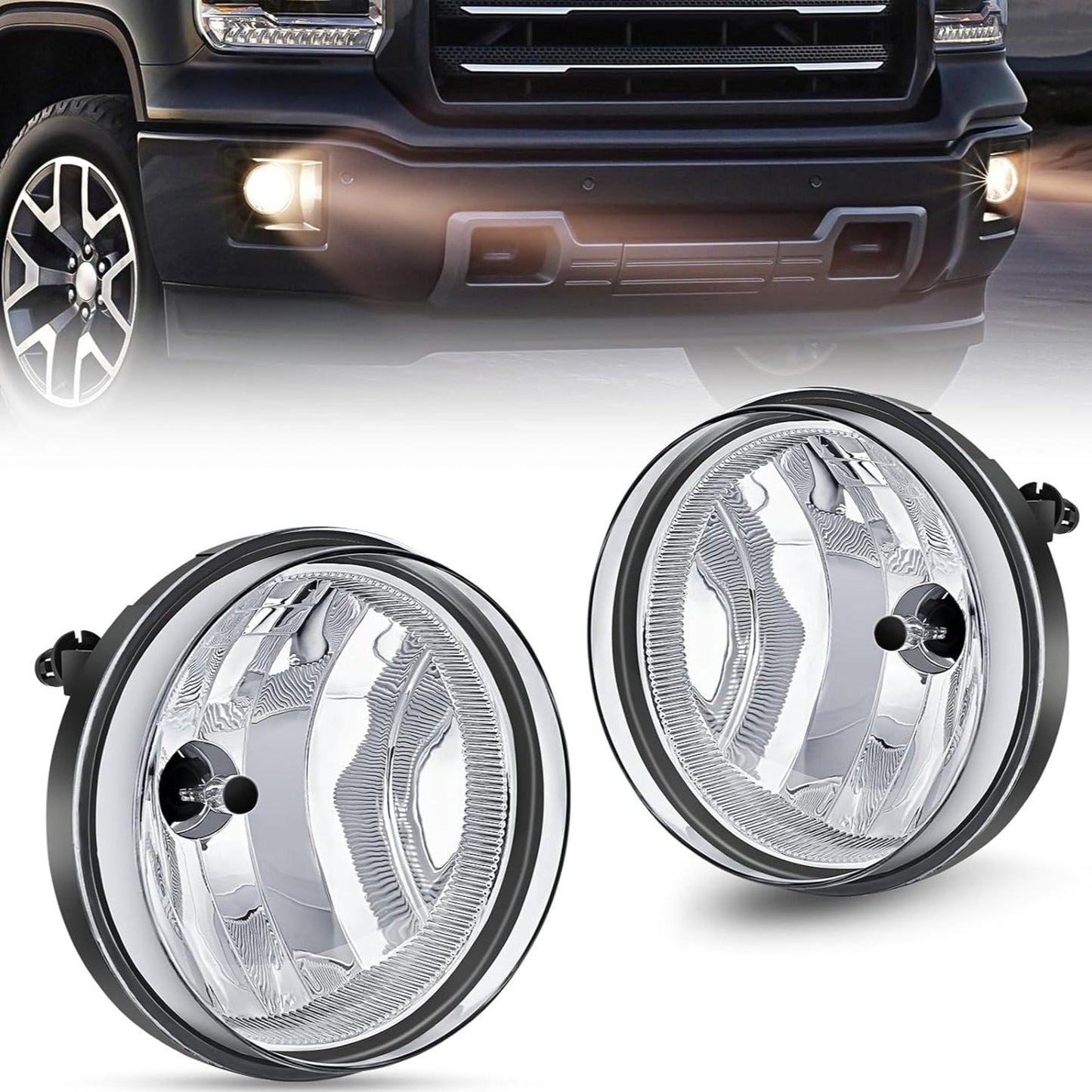 2007 2008 2009 2010 2012 2013 GMC Sierra 1500 2007 2008 2009 2010 2012 2013 2014 Sierra 2500HD 3500HD Fog Lights Assembly Clear Lens 880 27W Bulbs Fog Lights - Top Tuning Boost
