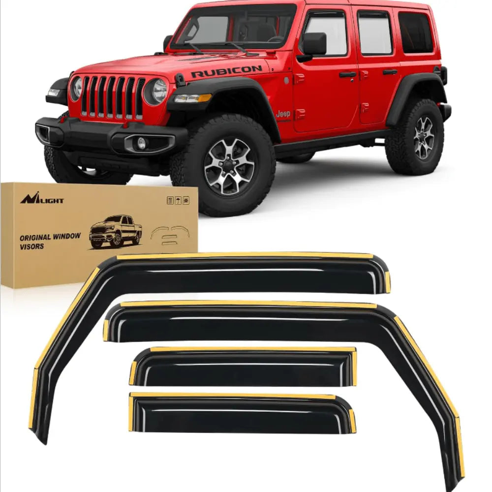 Rain Guards 2018 2019 2020 2021 2022 2023 2024 Jeep Wrangler JL Jeep Gladiator Rain Guards Acrylic 4Pcs