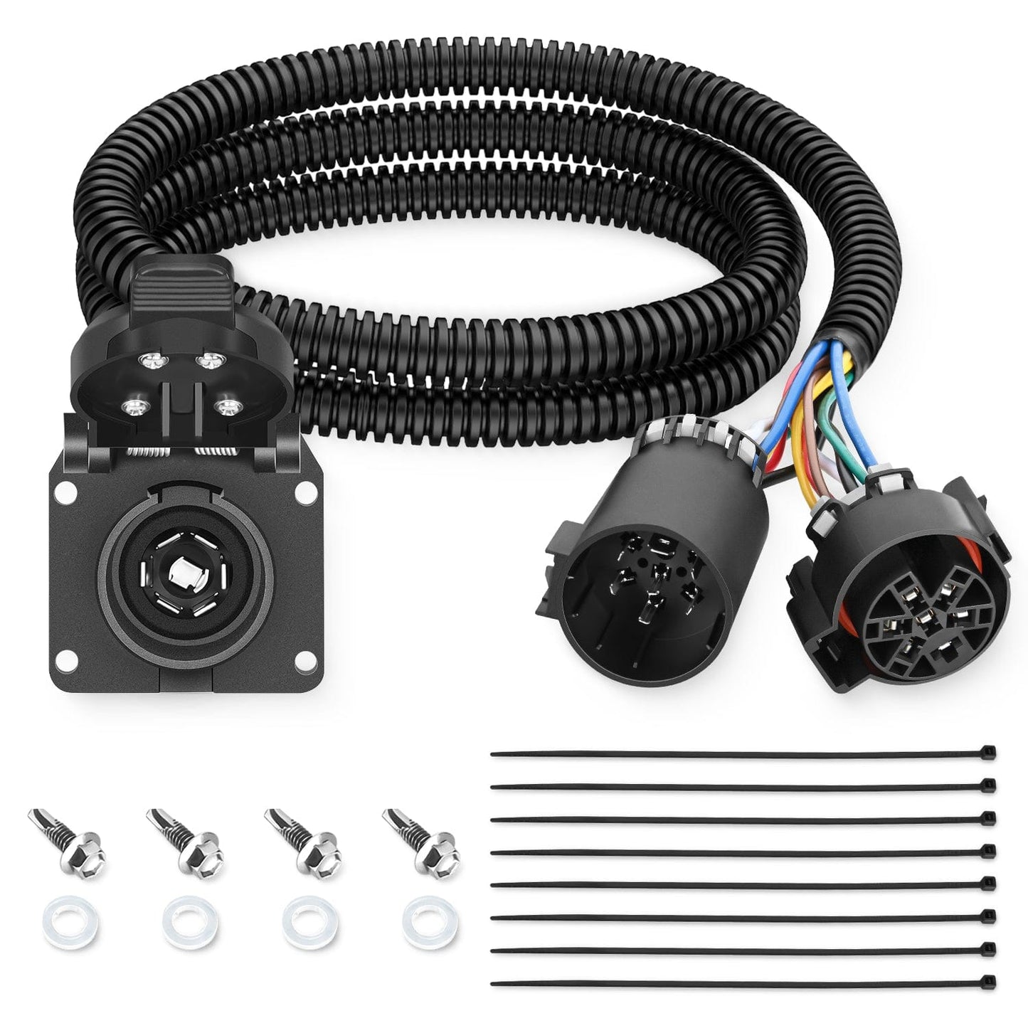 Accessories USCAR 7 Pin Trailer Wiring Harness 7ft for Chevy Ford GMC Dodge Nissan Toyota 5th Wheel Gooseneck Trailer