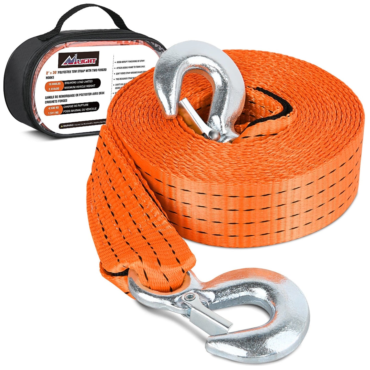 Tie Down Straps 2 x 20Inch Heavy Duty Tow Strap with Safety Hooks
