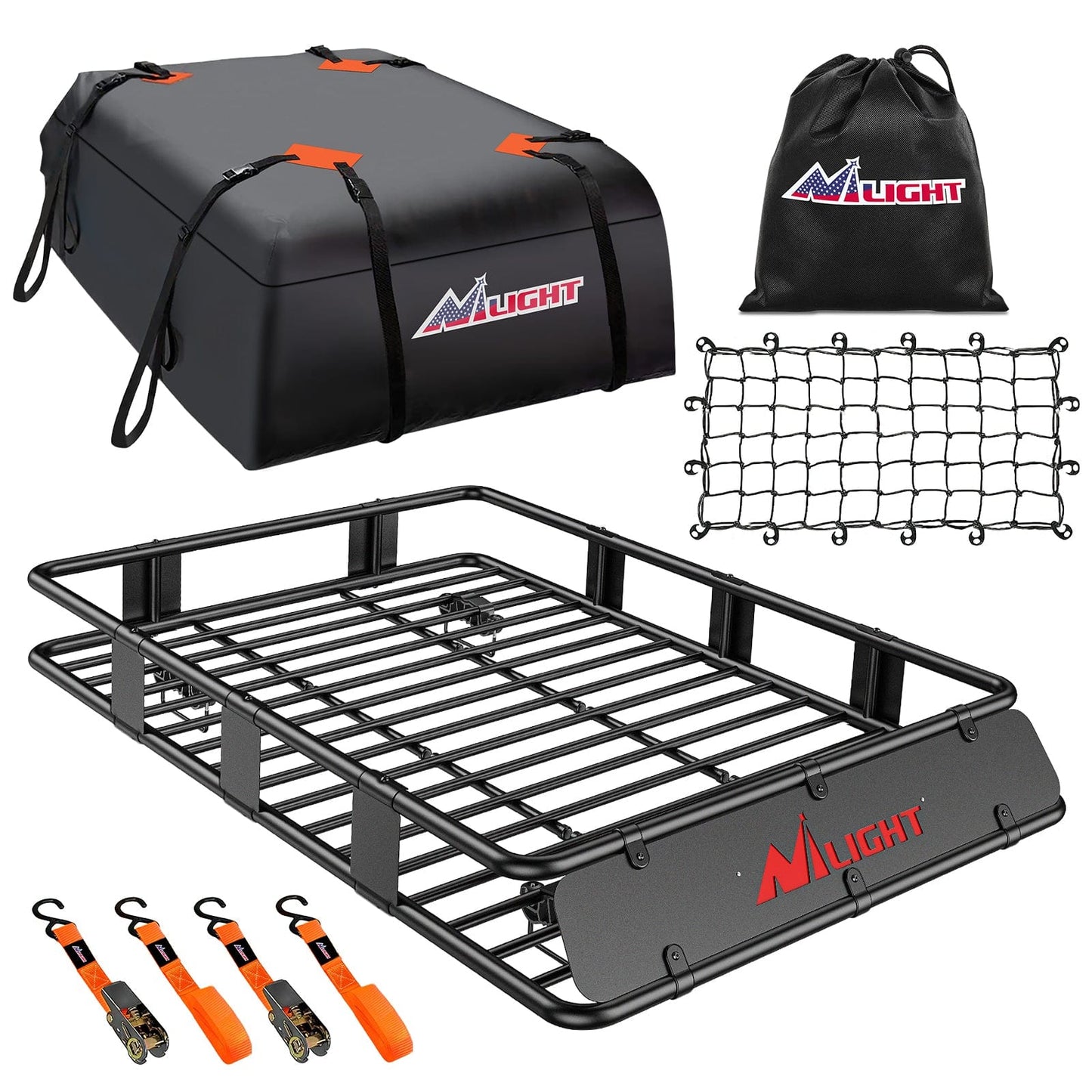 Accessories 64 x 39 x 6 Inch Universal Roof Rack Cargo Basket Kit