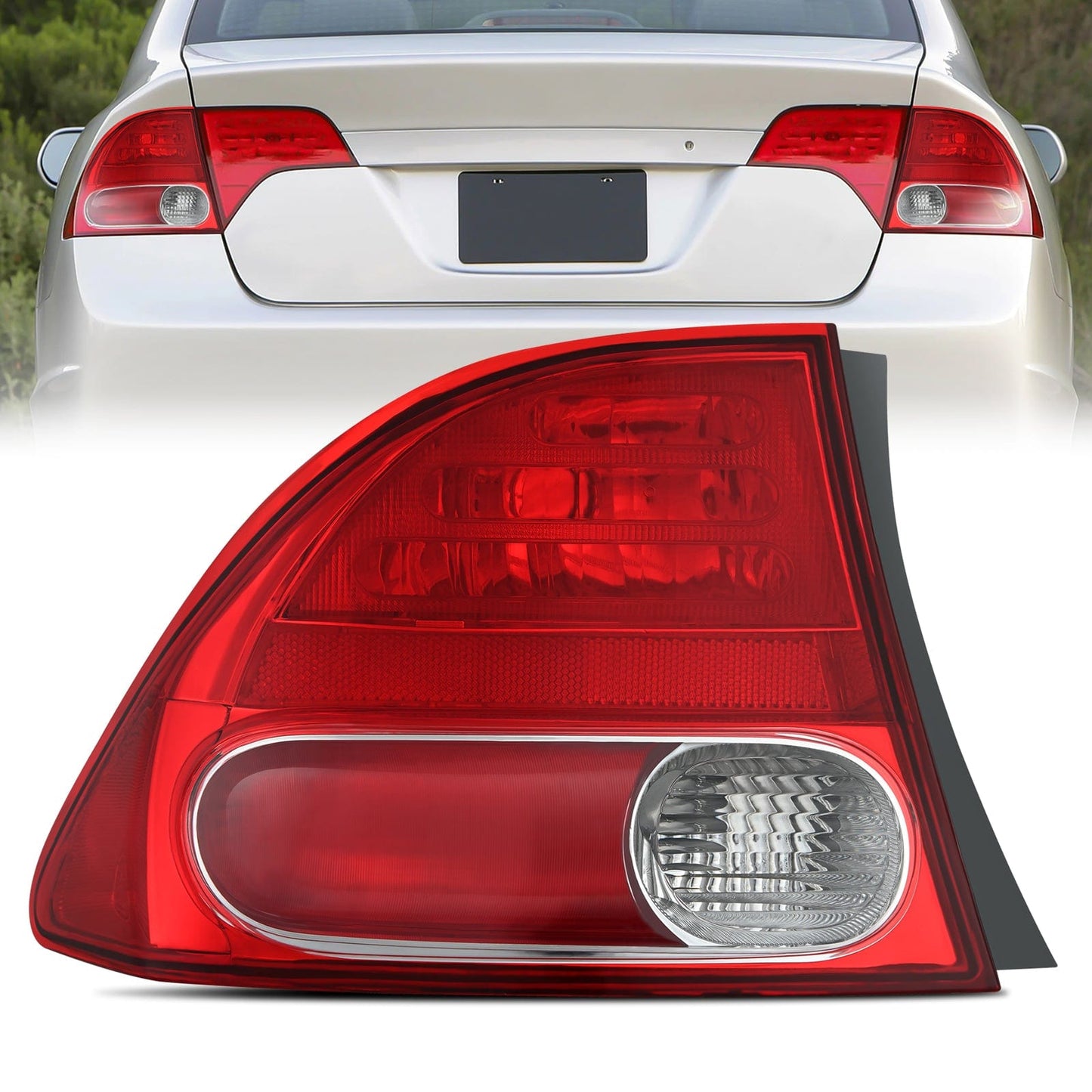 Taillight Assembly Compatible with 2006 2007 2008 Honda Civic Sedan Hybrid DX EX GX LX 4 Door Rear Lamp Replacement OE Style Driver Side Tail Lights - Top Tuning Boost