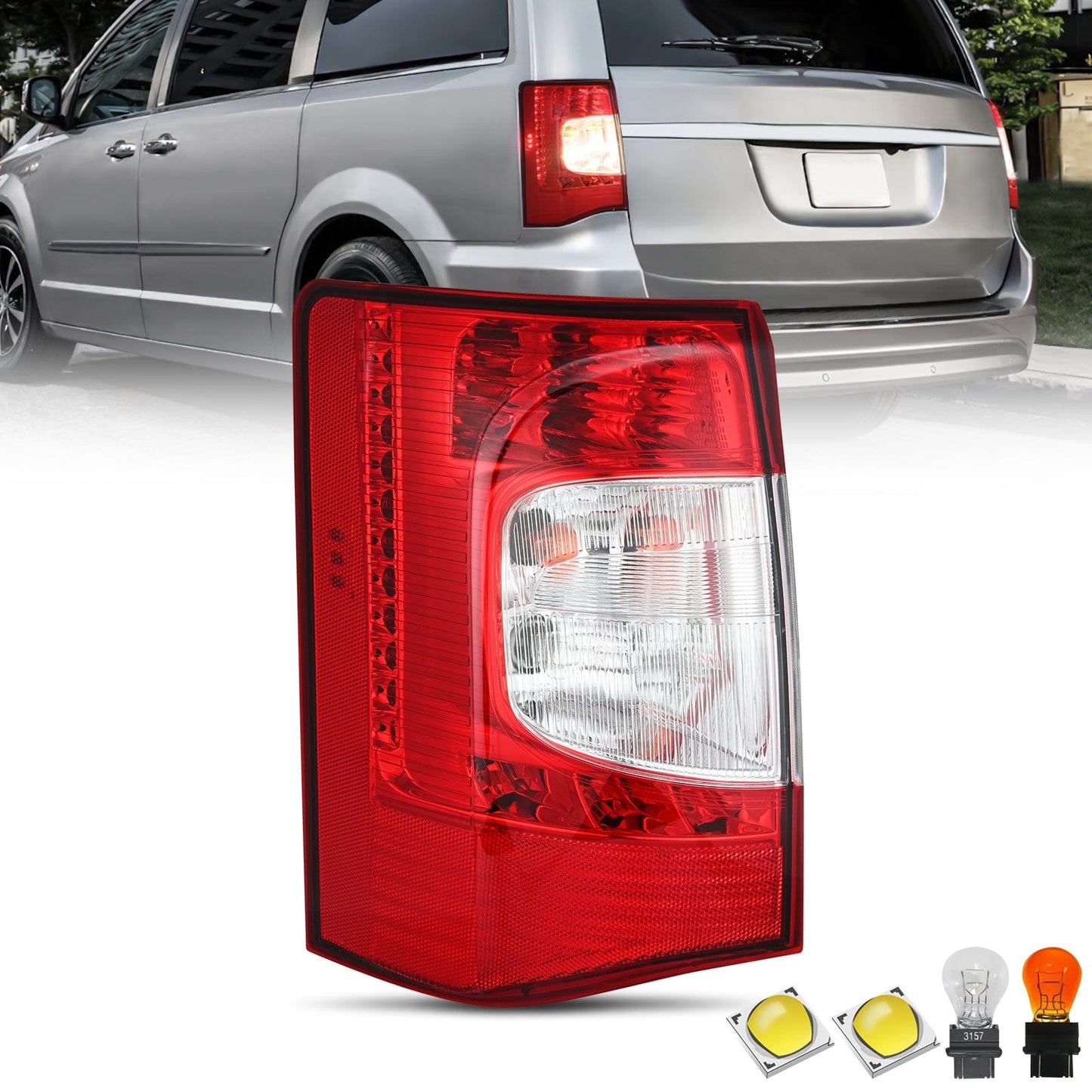 Taillight Assembly Compatible with 2011 2012 2013 2014 2015 2016 Chrysler Town & Country with LED Type Taillights Only Rear Lamp OE Style Driver Side Tail Lights - Top Tuning Boost