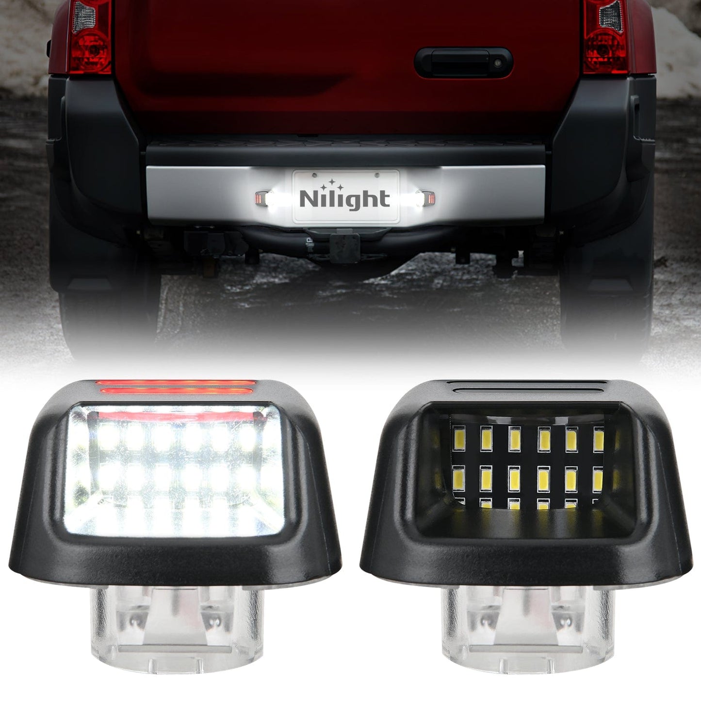 License Plate Lights Compatible with 2007 2008 2009 2010 2011 2012 2013 2014 2015 2016 2017 2018 2019 2020 2021 Nissan Frontier Navara D40 2007-2015 Titan Armada Xterra Red OLED Neon Tube Headlights - Top Tuning Boost