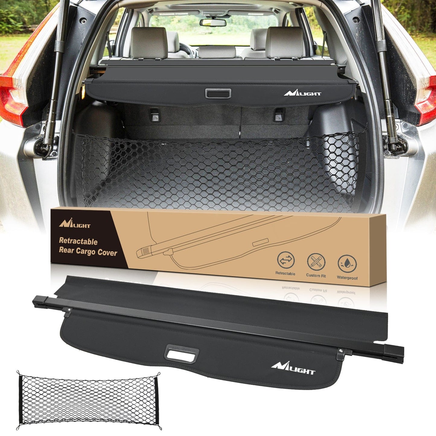 Trunk Cargo Cover Trunk Cargo Cover Fit for Honda CRV 2023 2024 2025, Retractable Privacy Security Shield Shade Rear Trunk Cover, with Trunk Storage Net