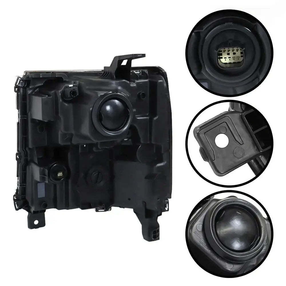 Back view of Silverado 1500 HID headlight showing mounting points and plug-and-play connector