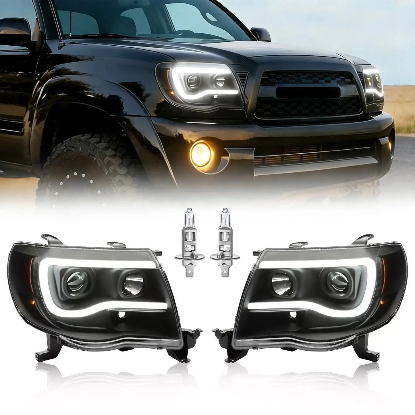 2005-2011 Toyota Tacoma LED Headlight Assemblies Pair – OE-Style Replacement