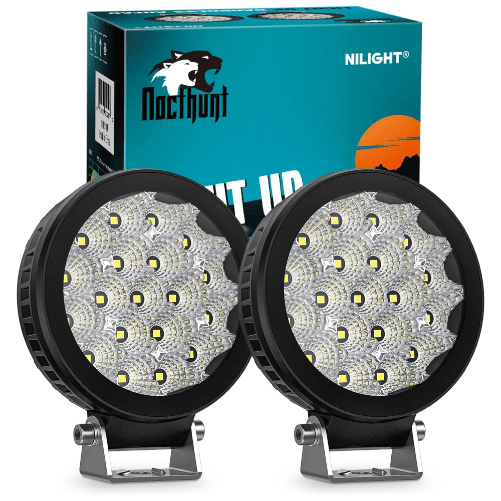 4 Inch 19LED Round Flood Built-in EMC LED Pod Lights (Pair) Headlights - Top Tuning Boost
