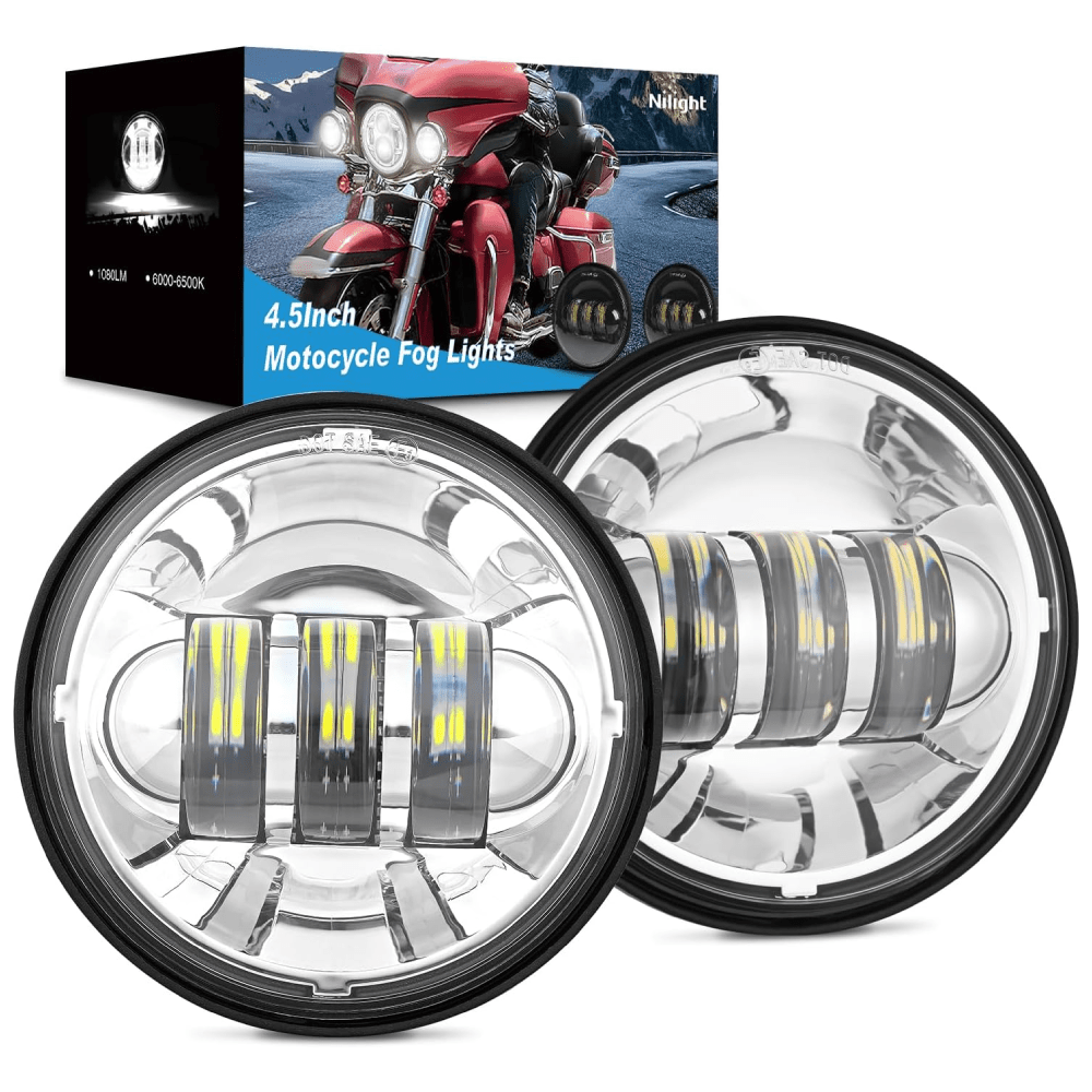 Motorcycle 4.5Inch Chrome LED Fog Lights 2Pcs Fog Lights - Top Tuning Boost