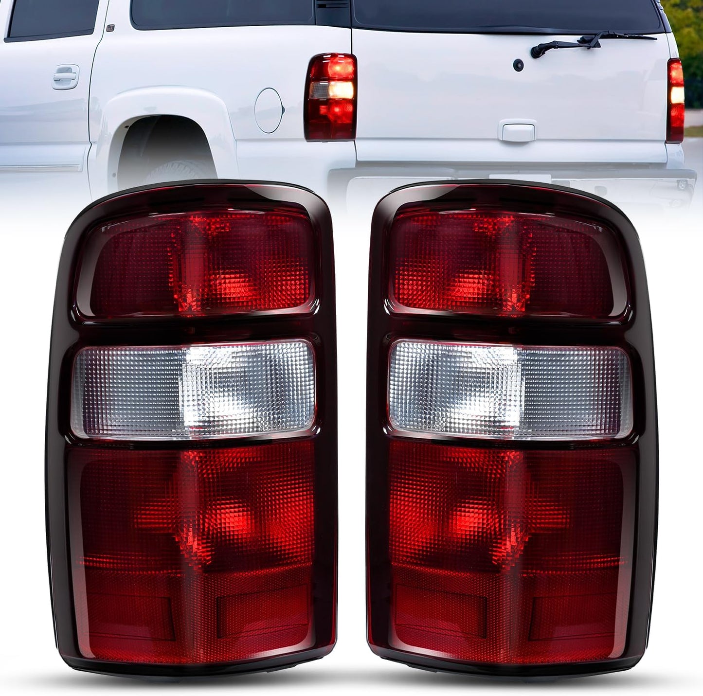 Taillight Assembly Compatible with 2000 2001 2002 2003 2004 2005 2006 Chevy Tahoe Suburban GMC Yukon Tail Light OE Style Rear Lamp Replacement Driver and Passenger Side Tail Lights - Top Tuning Boost