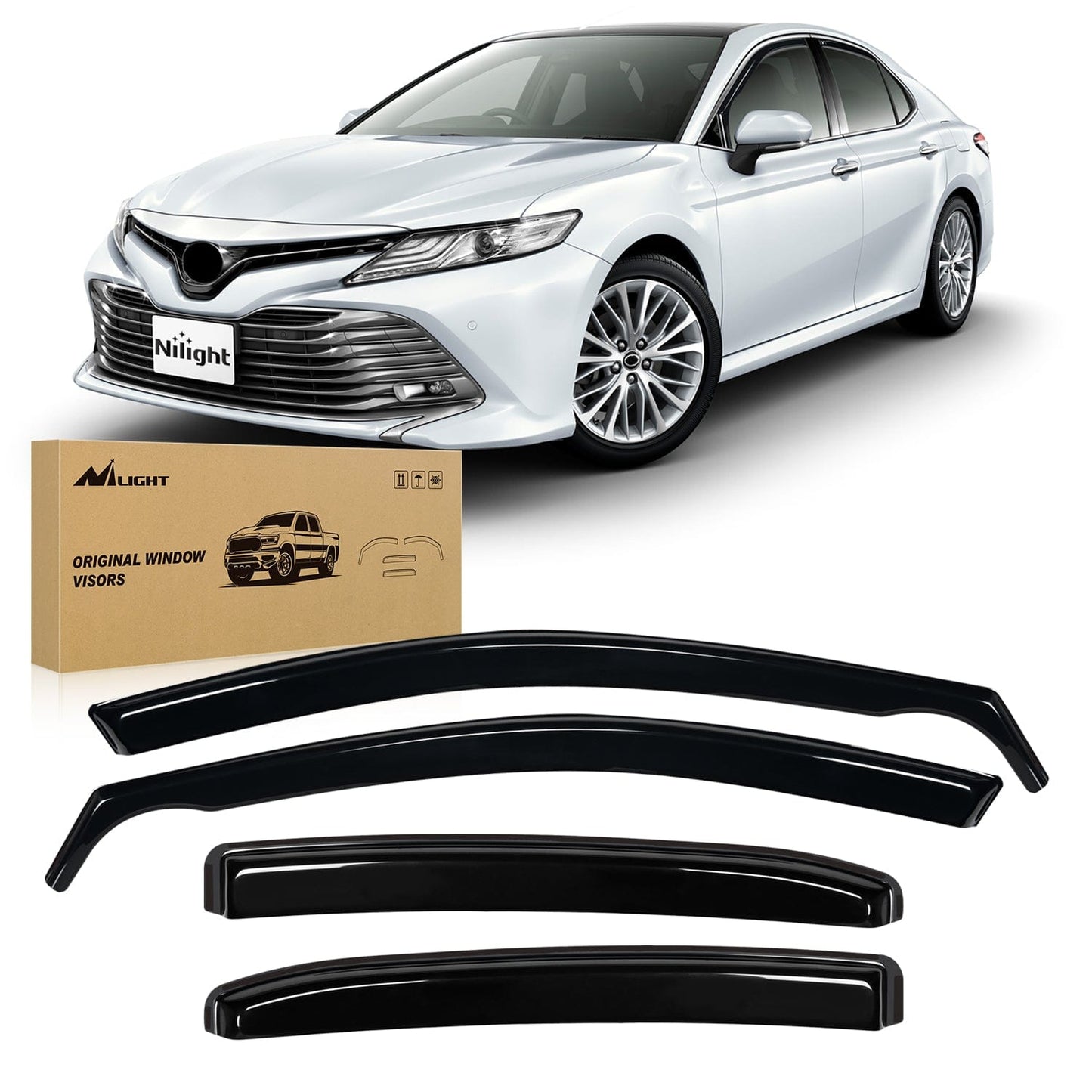 Rain Guards Window Rain Guards for Toyota Camry 2018 2019 2020 2021 2022 2023 2024 Vent Window Visors, Window Deflectors-4PCS