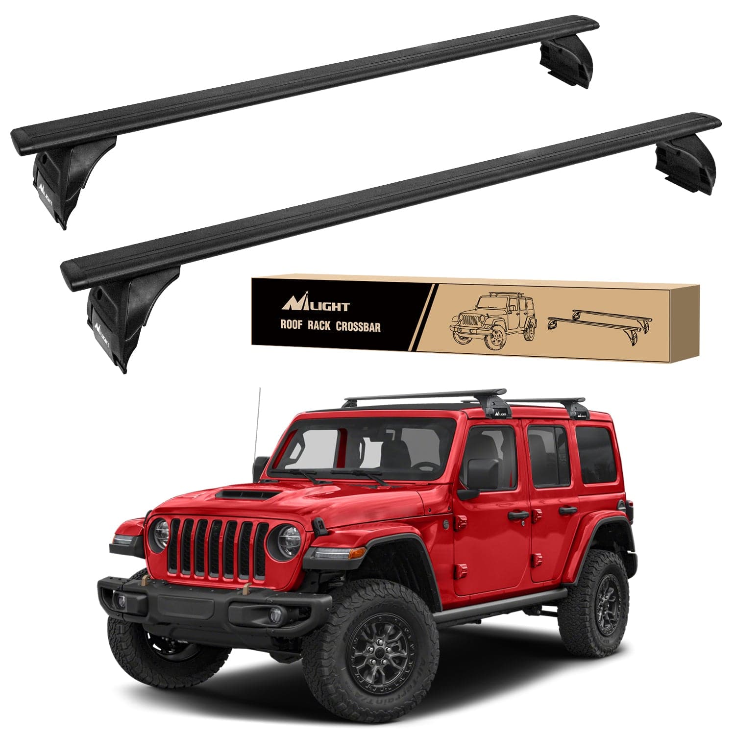 Roof Rack 2007 2008 2009 2010 2011 2012 2013 2014 2015 2016 2017 2018 Jeep Wrangler JK 2018 2019 2020 2021 2022 2023 2024 Jeep Wrangler; 2019 2020 2021 2022 2023 2024 Jeep Gladiator JT Roof Rack Cross Bars Aluminum Anti-Theft Lock