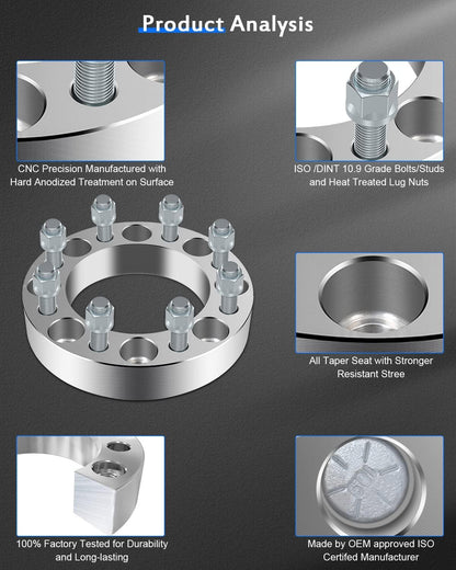 4PCS 2 inch 8x6.5 to 8x180 Wheel Spacer Conversion 8 lug Fits 2001-2003 fit Chevrolet Silverado 1500 HD|1997-2014 fit chevy Express 2500 3500 | 2001-2010 fit Silverado 2500HD Sierra 2500HD