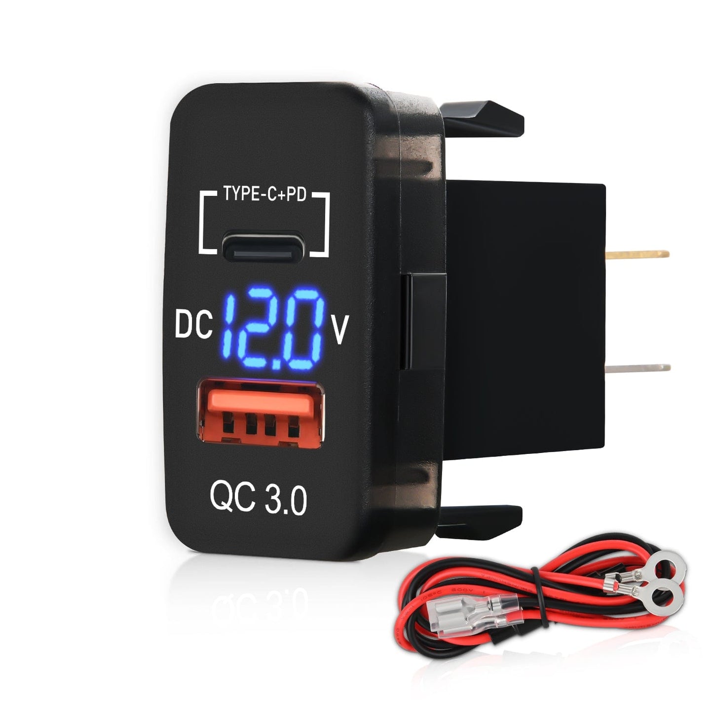 Accessories 12V USB Charger PD Type C and QC 3.0 Car USB Quick Charge with LED Voltmeter