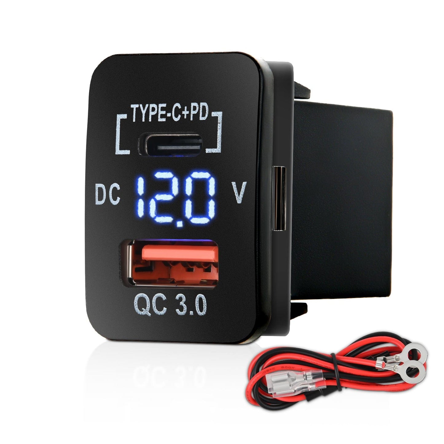 Accessories 12V USB Charger PD Type C and USB Quick Charge with LED Voltmeter
