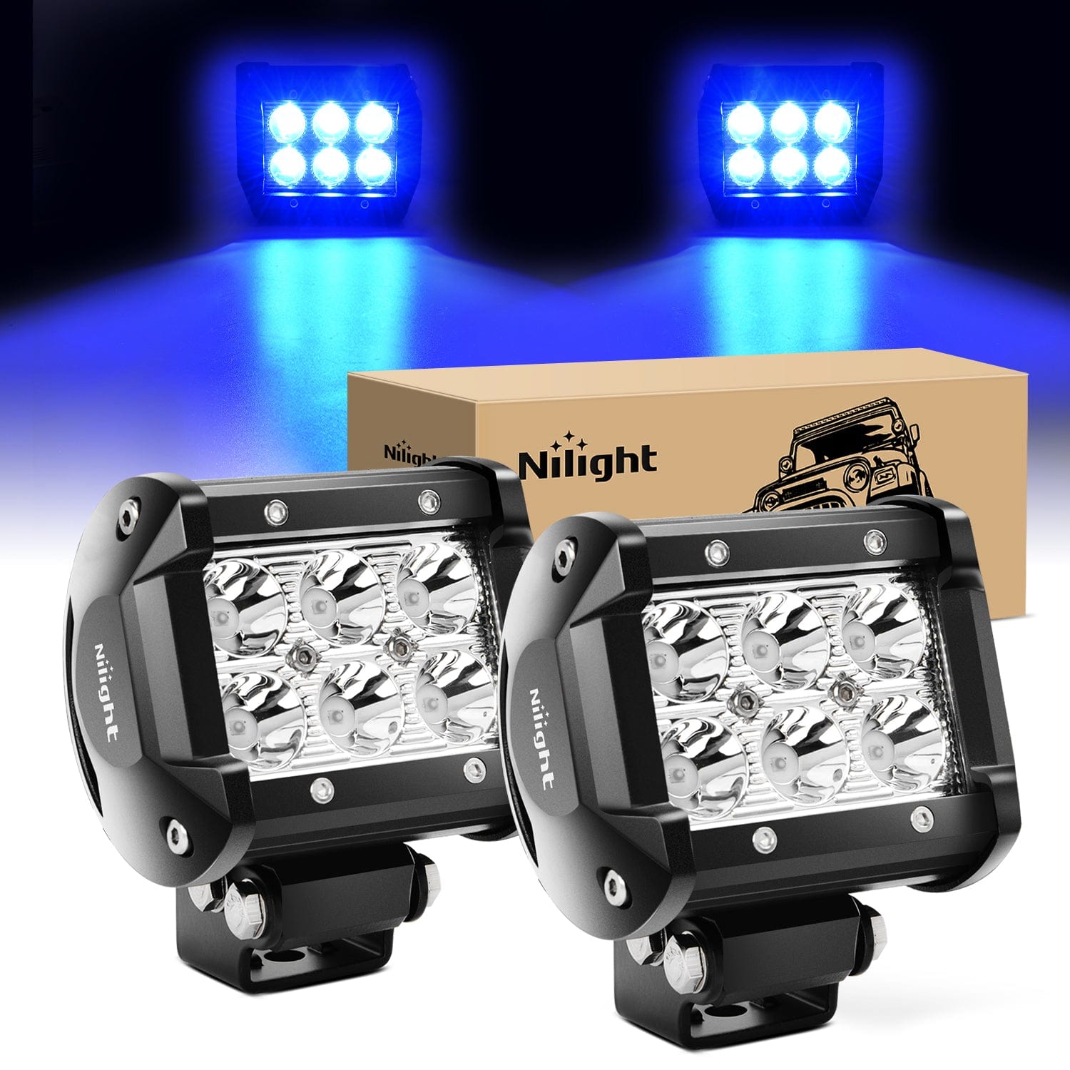 18W 4 Inch Blue Spot LED light Pod (Pair) Headlights - Top Tuning Boost