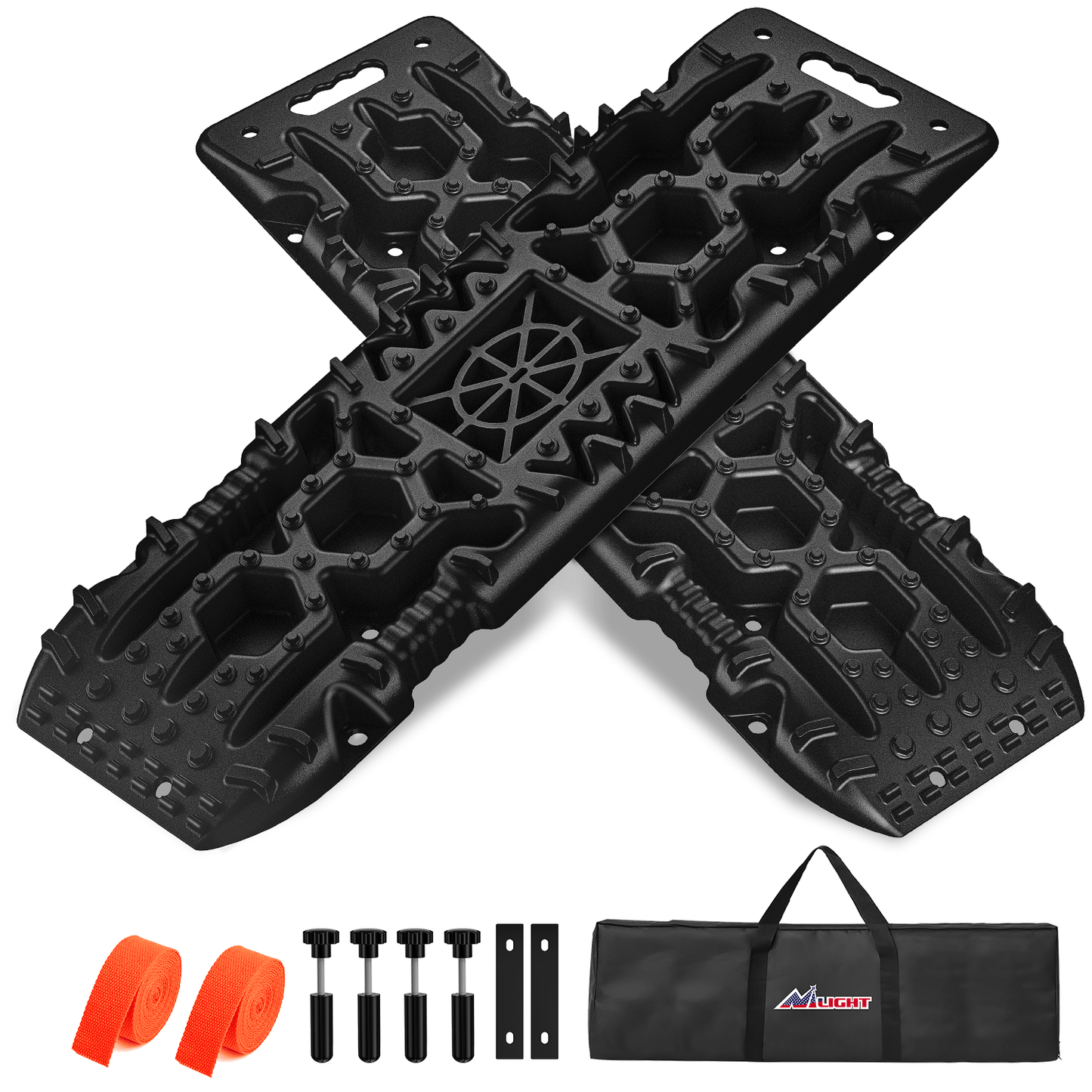 Traction Boards Off-Road Recovery Traction Boards For 4WD 4X4 with Jack Lift & Carry Bag (Black)