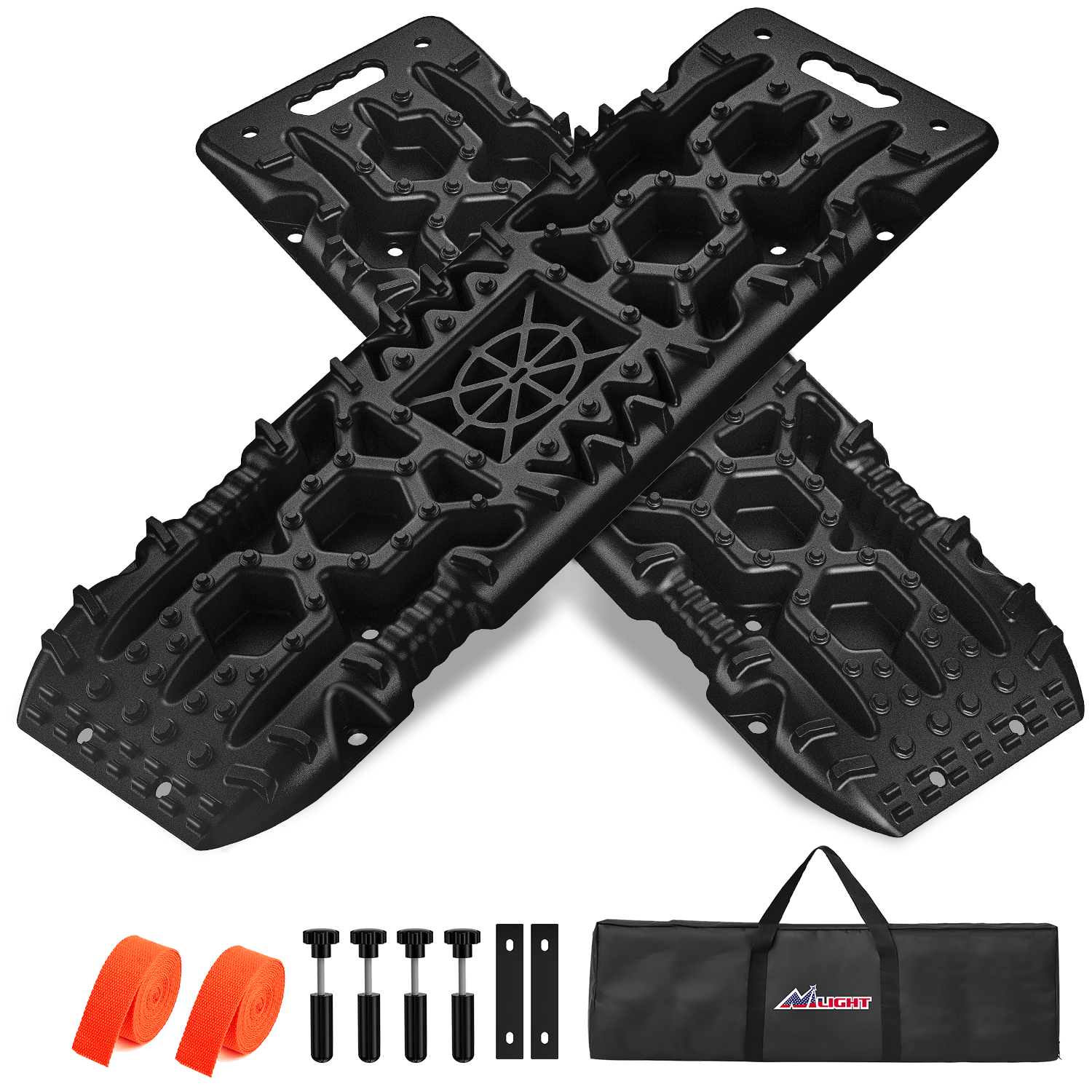 Traction Boards Off-Road Recovery Traction Boards For 4WD 4X4 with Jack Lift & Carry Bag (Black)