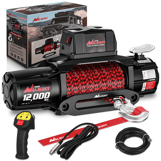 winch hook 12000 lb ATV/UTV Electric Winch Kit With Synthetic Rope 3-IN-1 Smart Remote
