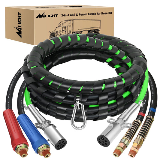 Wiring Harness Kit 15FT 3-in-1 ABS Electrical Cord Cable & Rubber Air Power Line Hose Kit