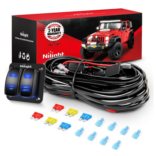 16AWG Wire Harness LED Light BAR and LED POD Lights 4 Leads W/ 12V 5Pin Switch | 6 Fuses | 8 Spade Connectors Light Bars - Top Tuning Boost